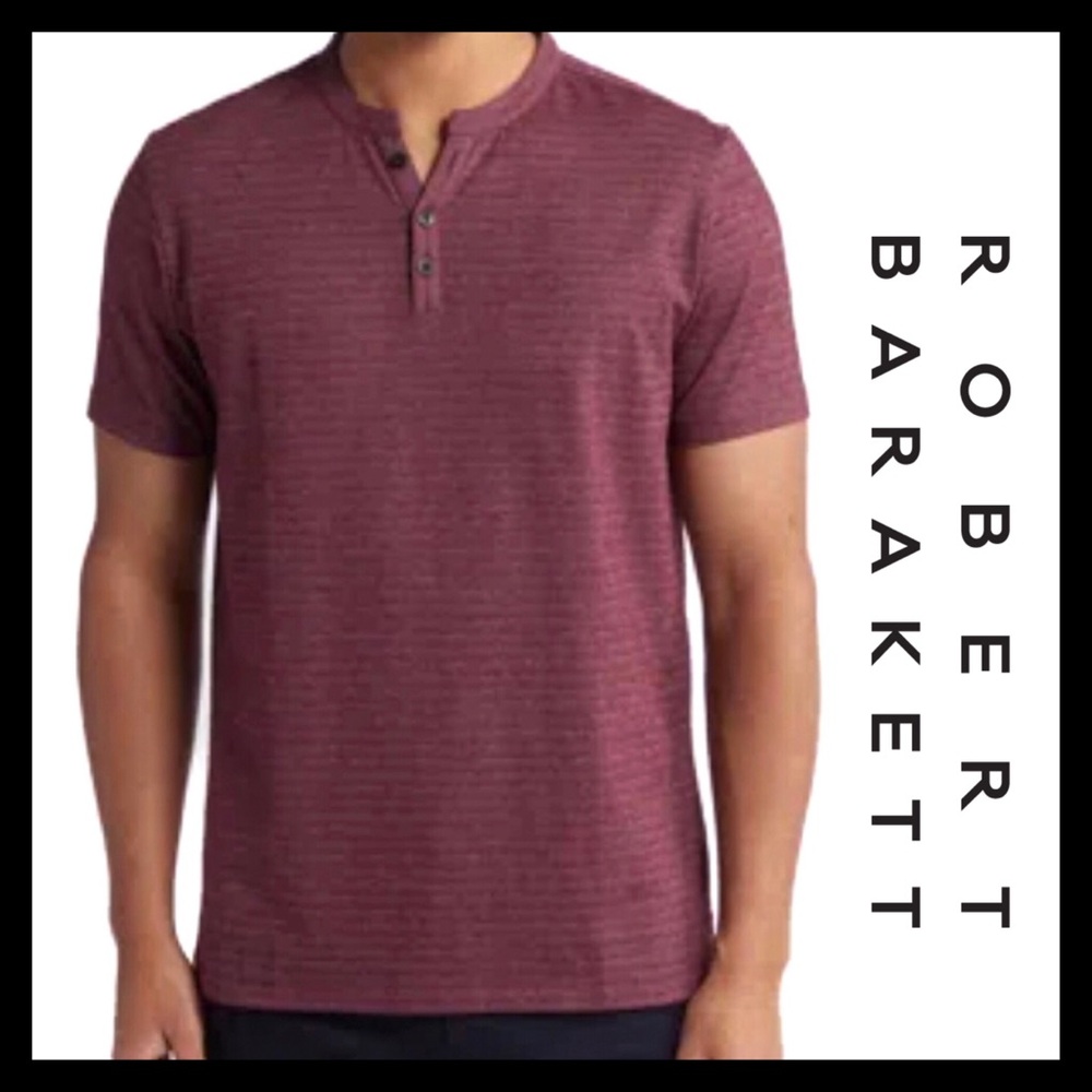 ROBERT BARAKETT Luxury Men’s Ranger SS Y-Neck Cotton Blend Henley Shirt Size XXL